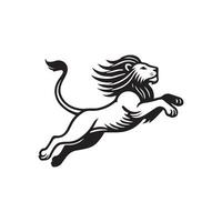 A lion Leaping Forward illustration in black and white vector