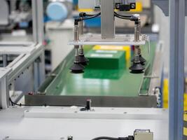 Robot arm technology industry mechanic electronic manufacturing ai artificial intelligence automate control factory business welding tool equipment concept technician learning development concept photo