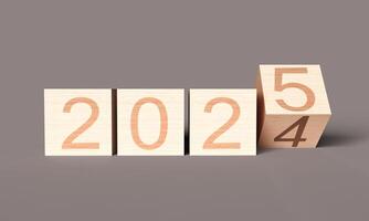 2024 2025 cube block wooden square change calendar business beginning start happy new year merry christmas december january month planner object schedule diary success diary holiday annual time future photo