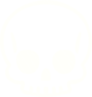 a white skull icon on a transparent background png