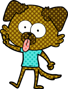 Karikatur Hund mit Zunge kleben aus Zeichnung png