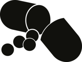 icon illustration of an open capsule pill drawing png