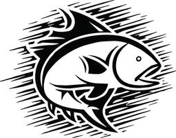 Black White Fish Art Silhouette Illustration vector