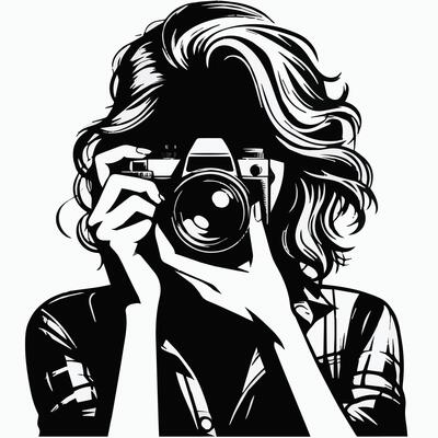 Female Photographer art Silhouette Drawing