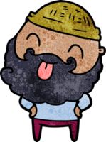 man with beard sticking out tongue drawing png