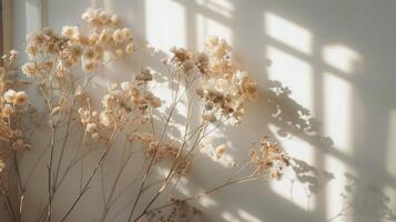 Dried Flowers Casting Shadows Through Window Pane photo