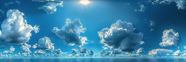 Sunny Day With Fluffy Clouds Over The Ocean photo