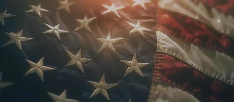 Worn American Flag With Sun Flare photo