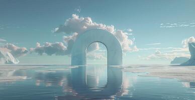 An Iceberg Archway Offers a View of a Frozen Landscape photo