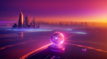 The future in a futuristic cityscape. Immerse yourself in a sci-fi city filled with advanced technology and neon lights. It showcases the innovative architecture and dynamic atmosphere of the future video