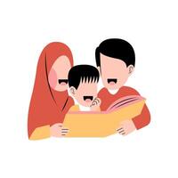Muslim Family Reading Book Together vector