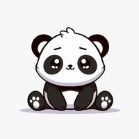 a cartoon panda bear sitting down vector