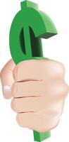 Illustrated hand clutching a dollar symbol, signifying financial control vector
