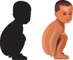 a child in the shadow on a white background and black background- vector
