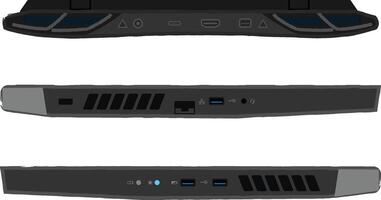 The laptop plug port appears on the left, right and back with a white background vector