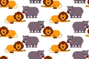 Cute animal wrapping paper seamless pattern background vector