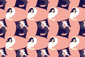 Sleeping women seamless pattern background illustration vector