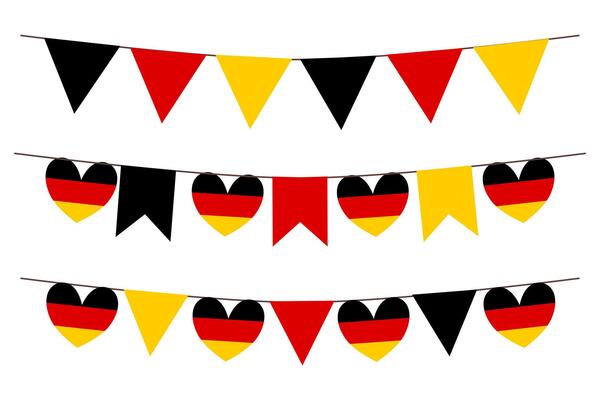 german flag bunting set. Flag elements heart triangle shape elements isolated on white background.