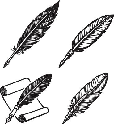 Quill Pen. Paper Scroll