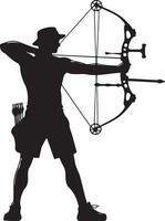 Male Archery Player Silhouette. vector
