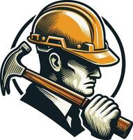 a fist holding a hammer and a ribbon labour day vector