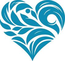 a blue heart with a bird inside vector