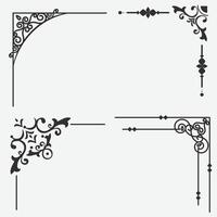 Classic frame corner design black and white vector
