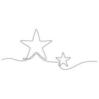 Continuous line drawing of star on white background. vector