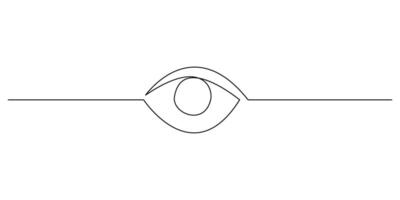 Continuous line drawing of eye on white background. vector