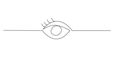 Continuous line drawing of eye on white background. vector