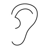 continuous line drawing of ear on white background. vector