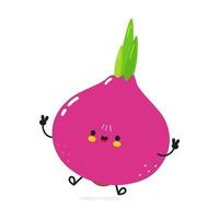 Onion jumping character. Hand drawn cartoon kawaii character illustration icon. Isolated on white background. Onion character concept vector