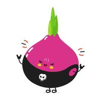 Onion heavy metal character. hand drawn cartoon kawaii character illustration icon. Isolated on white background. Onion character concept vector