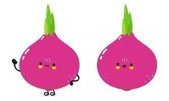 Onion character. Hand drawn cartoon kawaii character illustration icon. Isolated on white background. Onion character concept vector