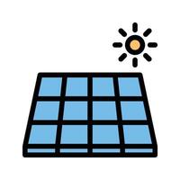 Solar Panel Icon Clean Energy Design in Flat Line Color Style vector