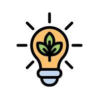 Green Energy Icon Eco Friendly Design in Flat Line Color Style vector