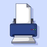 Printer icon concept, Paper printer prints document text. printing data files on paper, business, office equipment technology for printing paper on them, office work and home. Flat illustration. vector