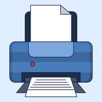 Printer icon concept, Paper printer prints document text. printing data files on paper, business, office equipment technology for printing paper on them, office work and home. Flat illustration. vector