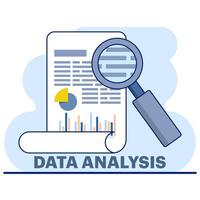concept of data analysis and financial research with data analysis of financial data, analysis of data analysis and monitoring on web report dashboard monitor and business financial investment. vector