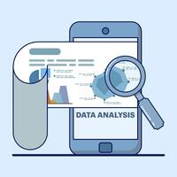 concept of data analysis and financial research with data analysis of financial data, analysis of data analysis and monitoring on web report dashboard monitor and business financial investment. vector