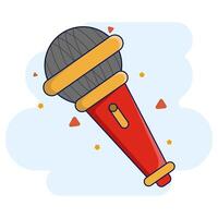 Cute microphone illustration icon. microphone icon concept. podcast recording microphone in studio. Audio device icon or print. Sound recording studio sticker, flat cartoon style illustration. vector