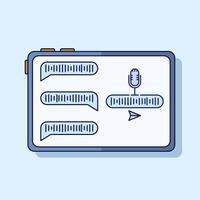 Voice message bubble icon concept with sound waves and microphone. Voicemail correspondence. Voice notes. Audio chat element. Social media design. Modern flat style illustration. vector