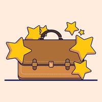 Suitcase Bag Star Icon Concept. Isolated Premium Business Object Icon Concept. Suitcase with Star Symbol Illustration. Educational Design Concept. Flat Cartoon Style vector
