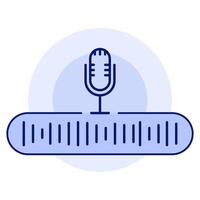 Voice message bubble icon concept with sound waves and microphone. Voicemail correspondence. Voice notes. Audio chat element. Social media design. Modern flat style illustration. vector