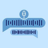 Voice message bubble icon concept with sound waves and microphone. Voicemail correspondence. Voice notes. Audio chat element. Social media design. Modern flat style illustration. vector