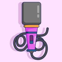 Cute microphone illustration icon. microphone icon concept. podcast recording microphone in studio. Audio device icon or print. Sound recording studio sticker, flat cartoon style illustration. vector