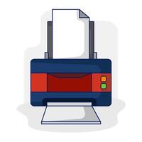 Printer icon concept, Paper printer prints document text. printing data files on paper, business, office equipment technology for printing paper on them, office work and home. Flat illustration. vector