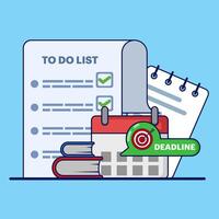 Concept of To-do list, reminder, Clipboard with checklist on a white sheet of paper. A list of questions. Documents on the table. target, tick mark, management, timeline, business planner. vector