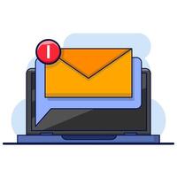 Cartoon notification message concept on laptop. Announcement. Ring the bell as a pop up reminder. Get chat message notifications on your smartphone or laptop. flat cartoon illustration design. vector