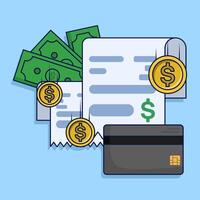 Successful payment concept. Payment transaction approved successful notification check mark on invoice receipt via debit card, money transfer completed vector